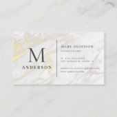 Gold Marble Masculine Double Monogram Visitekaartje (Voorkant)