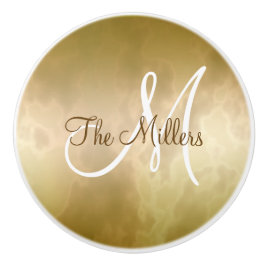 Gold Marble met naam en Initiaal Keramische Knop
