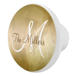 Gold Marble met naam en Initiaal Keramische Knop
