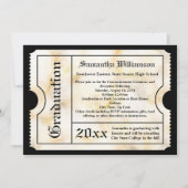Gold Marble Modern Afstuderen Ticket Kaart (Voorkant)