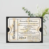 Gold Marble Modern Afstuderen Ticket Kaart (Staand voorkant)
