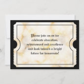 Gold Marble Modern Afstuderen Ticket Kaart (Achterkant)