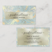 Gold Marble Modern Elegant Blue Makeup Artist Chic Visitekaartje (Voorkant / Achterkant)