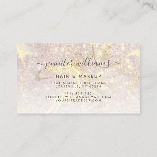 Gold Marble Modern Elegant Roos Gold Makeup Visitekaartje (Achterkant)