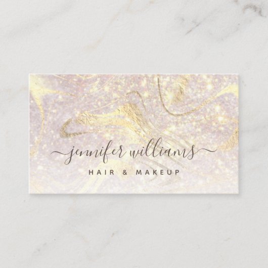 Gold Marble Modern Elegant Roos Gold Makeup Visitekaartje (Voorkant)