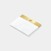 Gold&Marble Moderne Eenvoudige Monogrammed Sjabloo Post-it® Notes (Schuin)