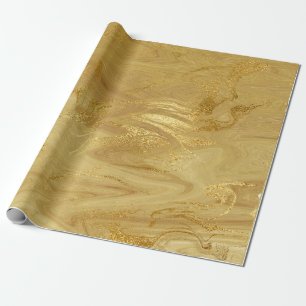Gold Marble Molten Glam Shiny Cadeaupapier