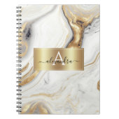 Gold Marble Monogram Aangepast Initiaal en naam Notitieboek (Voorkant)