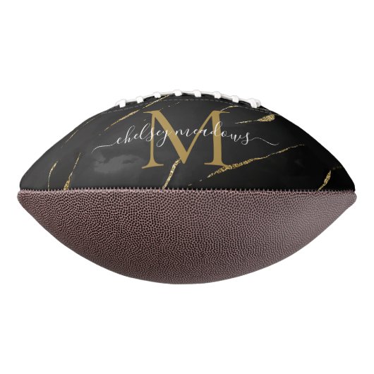 Gold Marble Monogram Calligraphy Script Name American Football (Gedraaid 270)
