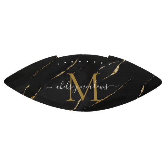 Gold Marble Monogram Calligraphy Script Name American Football (Paneel)