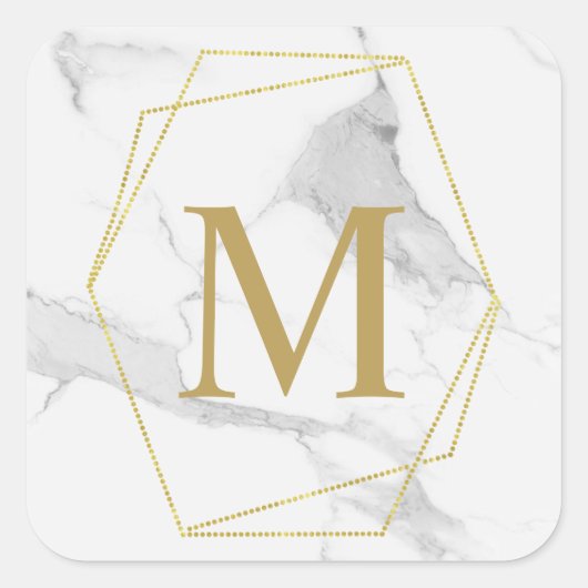 Gold Marble Monogram Sticker (Voorkant)