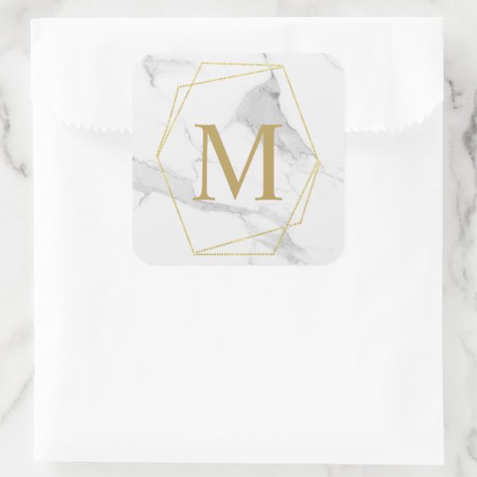 Gold Marble Monogram Sticker (Tas)