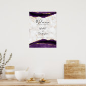 Gold Marble Paarse Agaat bruiloft welkom Poster (Keuken)
