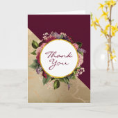 Gold Marble Pattern en Burgundy Floral Hartelijk d Kaart (Gele Bloem)