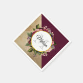 Gold Marble Pattern en Burgundy Floral Monogram Servet (Hoek)