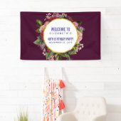 Gold Marble Pattern en Burgundy Florals Birthday Spandoek (Insitu)