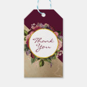 Gold Marble Pattern en Burgundy Florals Hartelijk  Cadeaulabel (Voorkant)