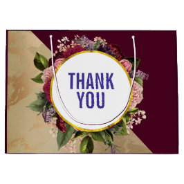 Gold Marble Pattern en Burgundy Florals Hartelijk  Groot Cadeauzakje