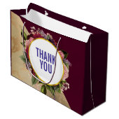Gold Marble Pattern en Burgundy Florals Hartelijk  Groot Cadeauzakje (Voorkant Gekanteld)