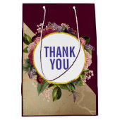 Gold Marble Pattern en Burgundy Florals Hartelijk  Medium Cadeauzakje (Voorkant)