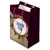Gold Marble Pattern en Burgundy Florals Hartelijk  Medium Cadeauzakje (Voorkant Gekanteld)