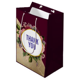 Gold Marble Pattern en Burgundy Florals Hartelijk Medium Cadeauzakje