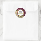 Gold Marble Pattern en Burgundy Florals Kitchen Ronde Sticker (Tas)