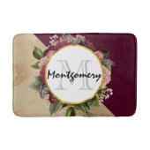 Gold Marble Pattern en Burgundy Florals Monogram Badmat (Voorkant)