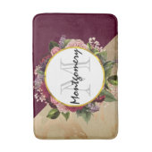 Gold Marble Pattern en Burgundy Florals Monogram Badmat (Voorkant Verticaal)