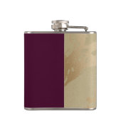 Gold Marble Pattern en Burgundy Florals Monogram Heupfles (Achterkant)