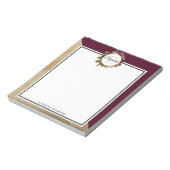 Gold Marble Pattern en Burgundy Florals Monogram Notitieblok (Linkerzijde)