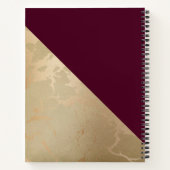 Gold Marble Pattern en Burgundy Florals Monogram Notitieboek (Achterkant)