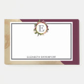 Gold Marble Pattern en Burgundy Florals Monogram Post-it® Notes (Voorkant)