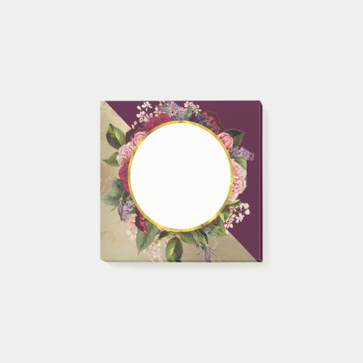 Gold Marble Pattern en Burgundy Florals Post-it® Notes (Voorkant)