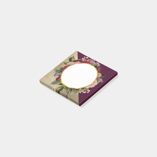 Gold Marble Pattern en Burgundy Florals Post-it® Notes (Schuin)