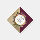 Gold Marble Pattern en Burgundy Florals Wedding Servet (Hoek)
