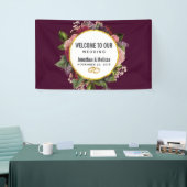 Gold Marble Pattern en Burgundy Florals Wedding Spandoek (Beurs)
