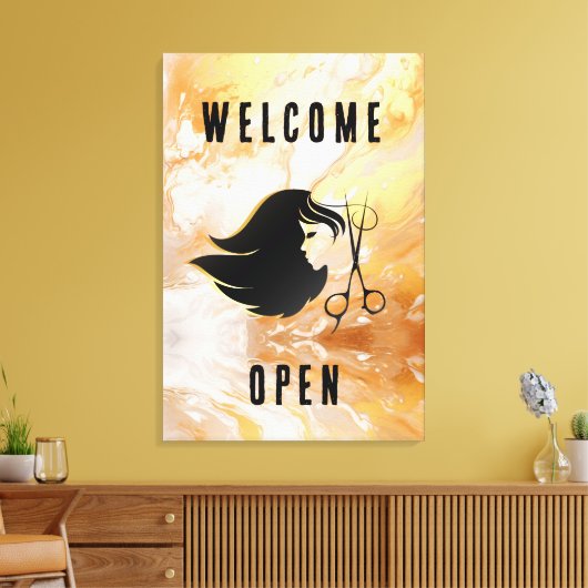 Gold Marble Salon Welkom Open Canvas Afdruk (Insitu (Woonkamer))