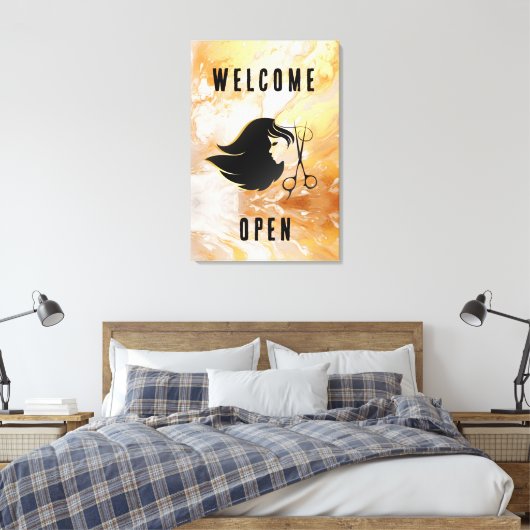 Gold Marble Salon Welkom Open Canvas Afdruk (Insitu (Slaapkamer))