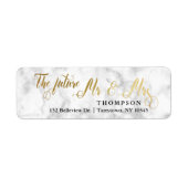 Gold Marble Script De toekomst Mr en Mrs Etiket (Voorkant)
