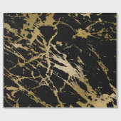 Gold Marble Shiny Glam Black Abstract VIP Cadeaupapier (Vlak)