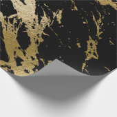 Gold Marble Shiny Glam Black Abstract VIP Cadeaupapier (Hoek)