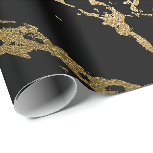 Gold Marble Shiny Glam Black Abstract VIP Cadeaupapier (Rol Hoek)