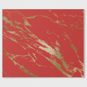 Gold Marble Shiny Glam Vivid Bright Red Cadeaupapier (Vlak)