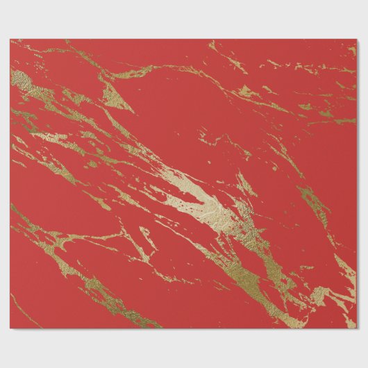 Gold Marble Shiny Glam Vivid Bright Red Cadeaupapier (Vlak)