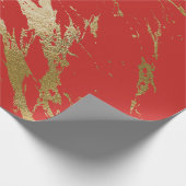 Gold Marble Shiny Glam Vivid Bright Red Cadeaupapier (Hoek)