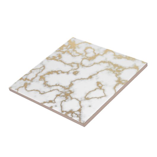 Gold Marble Sparkly Glitter Moderne Simple Tegeltje (Zijkant)