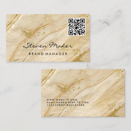 Gold Marble Stone | Visitekaartje QR-code (Voorkant / Achterkant)