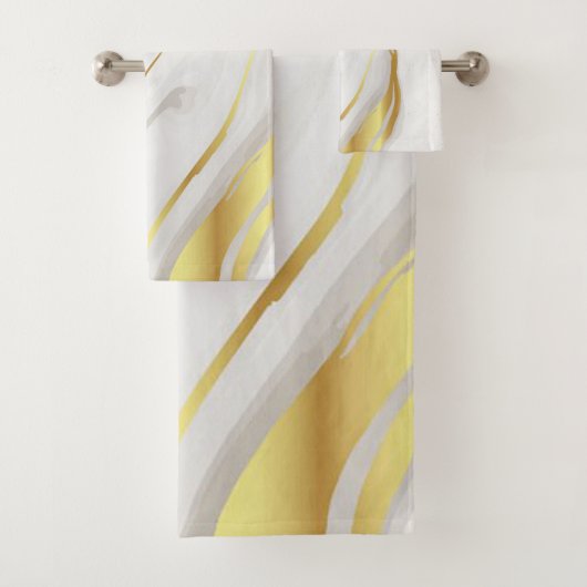 Gold Marble Swirl Towel Set Bad Handdoek (Insitu)