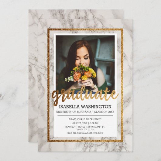 Gold & Marble Typografie | Fotogradatiepartij Kaart (Voorkant / Achterkant)